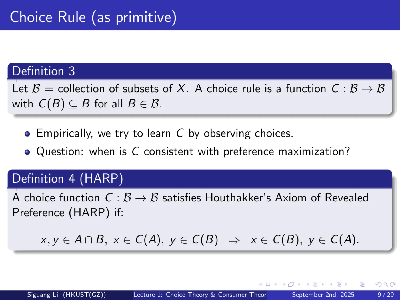 课件第 9 页：Choice Rule (as primitive)