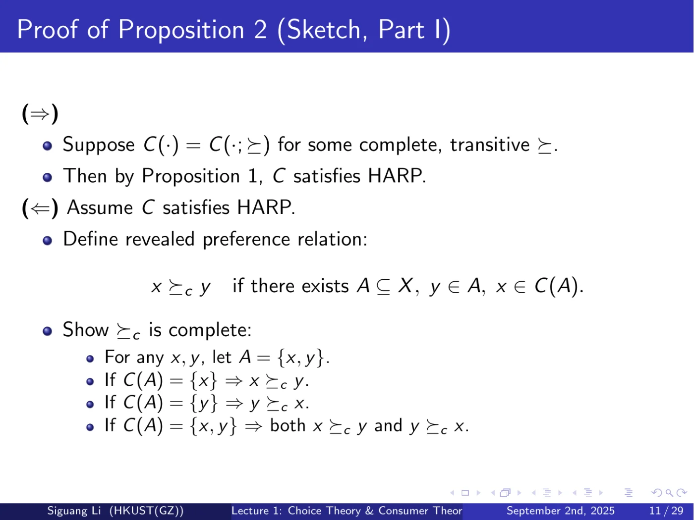 课件第 11 页：Proof of Proposition 2 (Sketch, Part I)