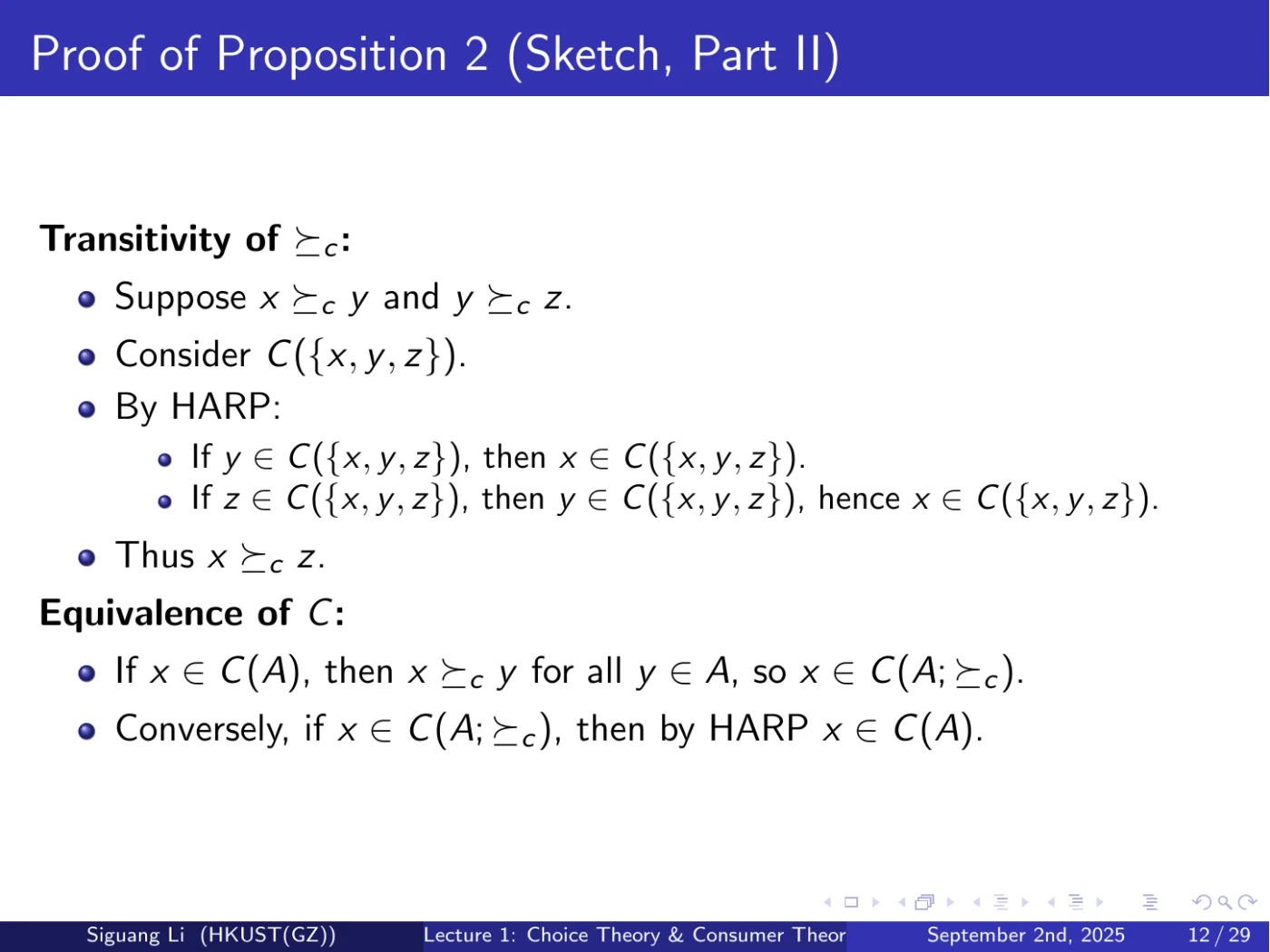 课件第 12 页：Proof of Proposition 2 (Sketch, Part II)