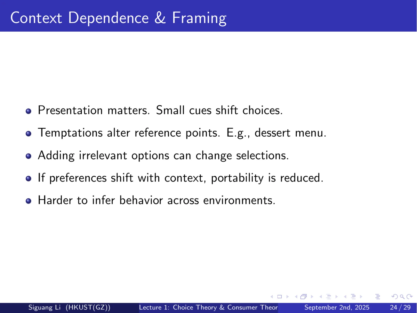 课件第 24 页：Context Dependence & Framing