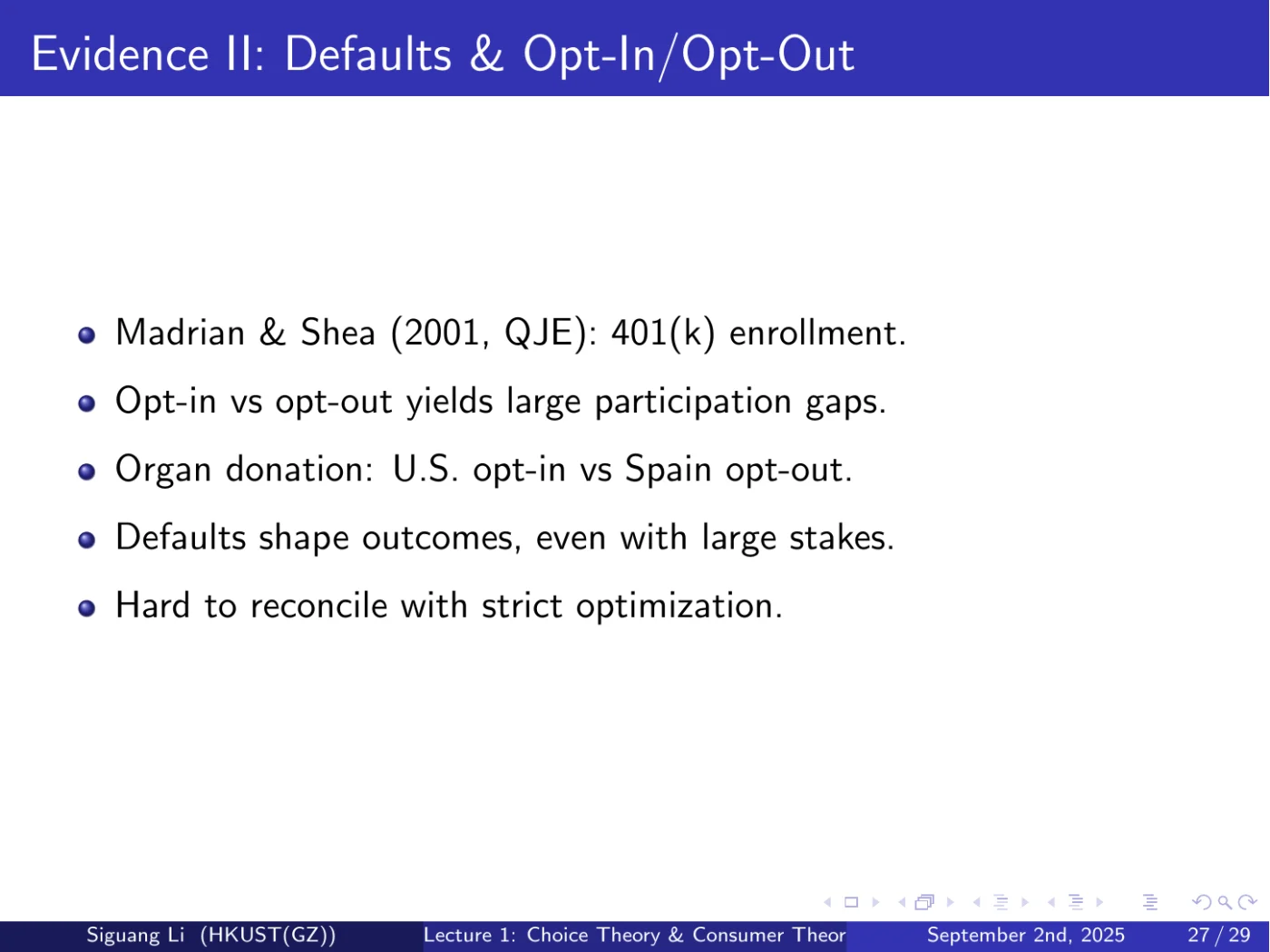 课件第 27 页：Evidence II: Defaults & Opt-In/Opt-Out