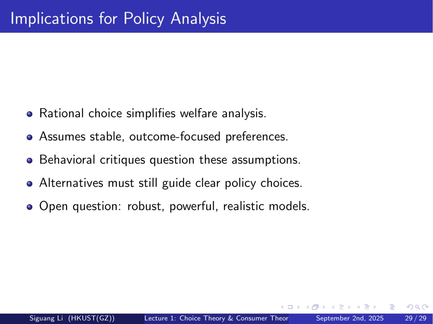 课件第 29 页：Implications for Policy Analysis