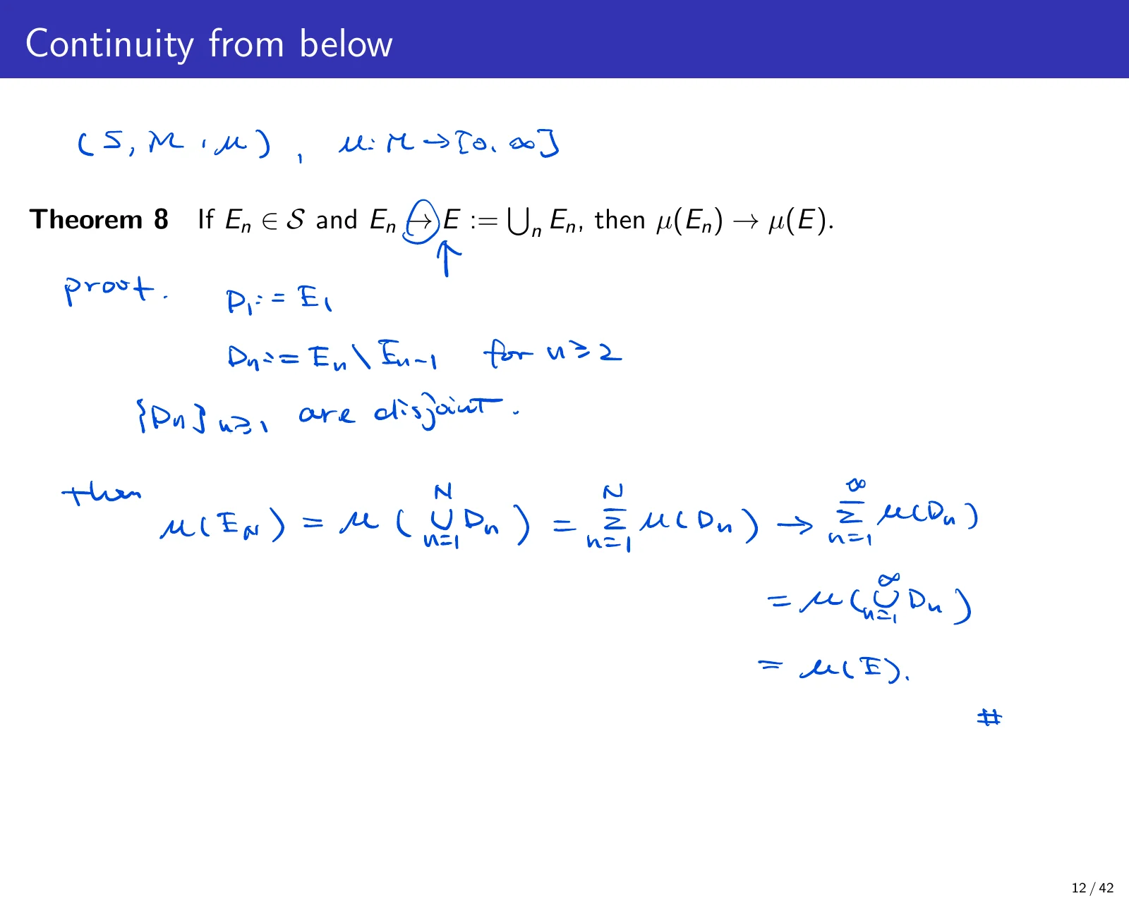 课件第 13 页：Continuity from below