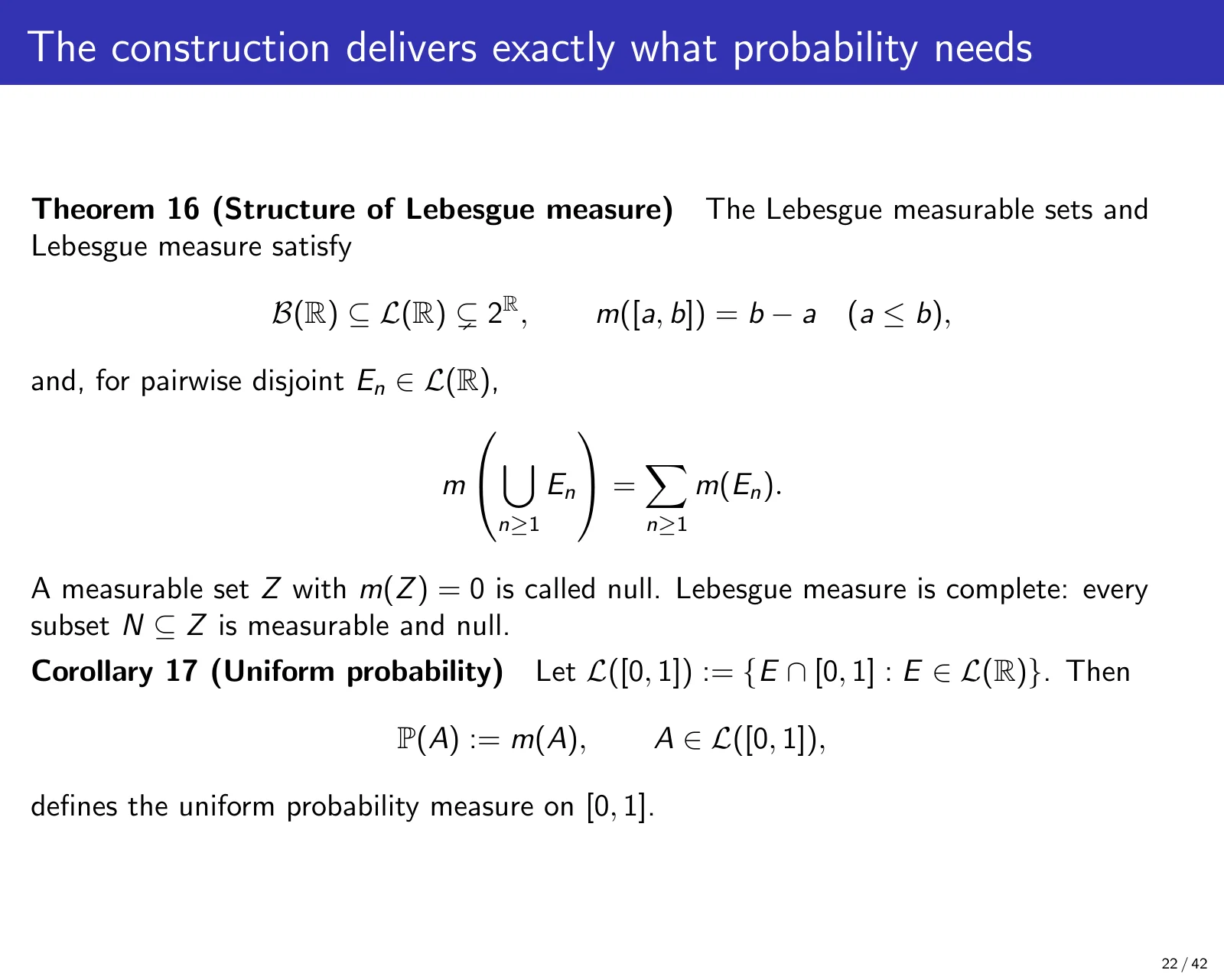 课件第 23 页：The construction delivers exactly what probability needs