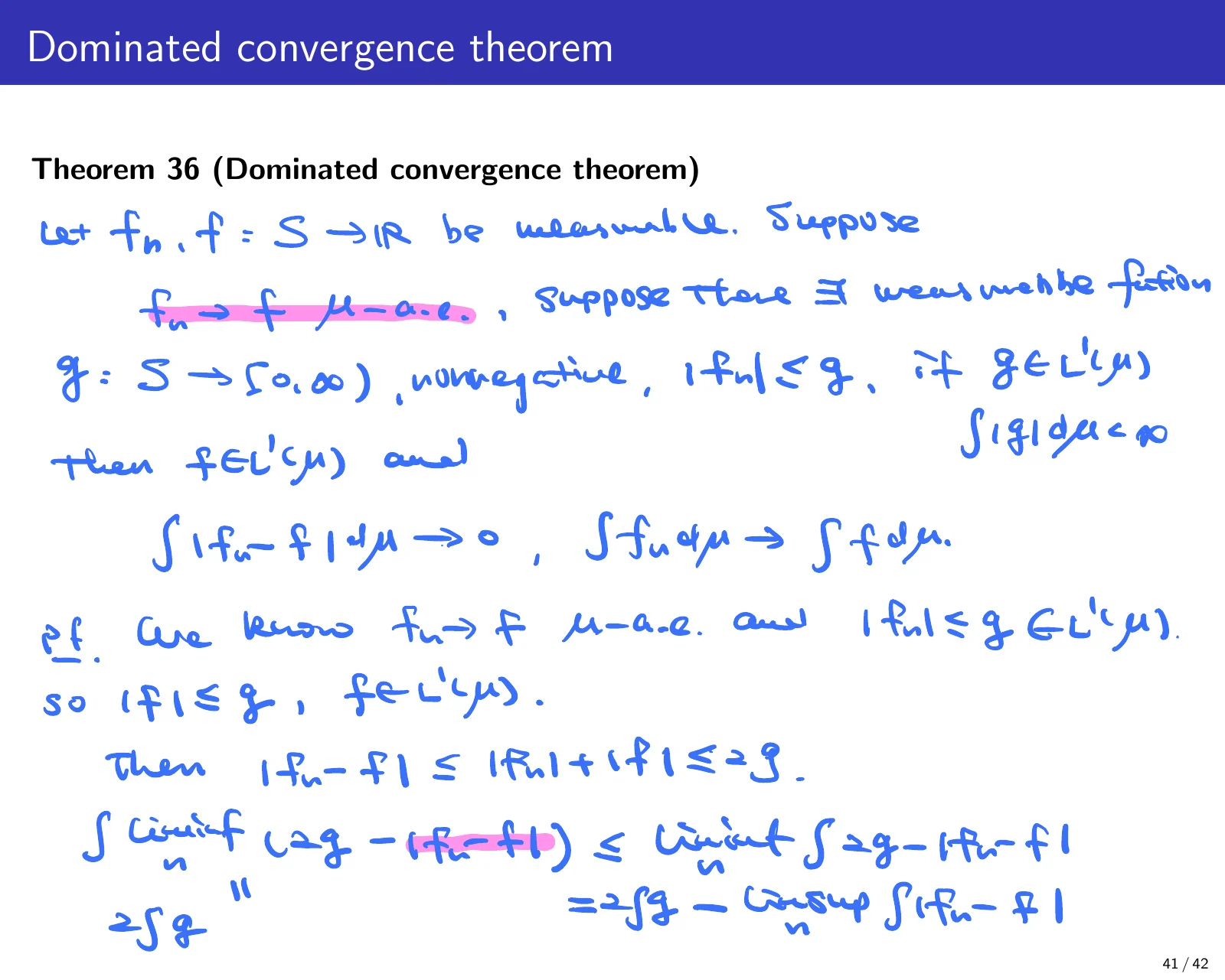 课件第 44 页：Dominated convergence theorem