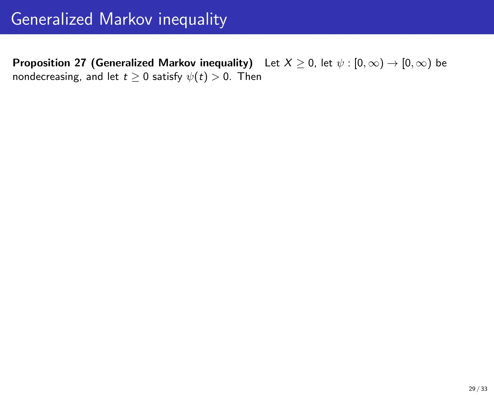 课件第 29 页：Generalized Markov inequality