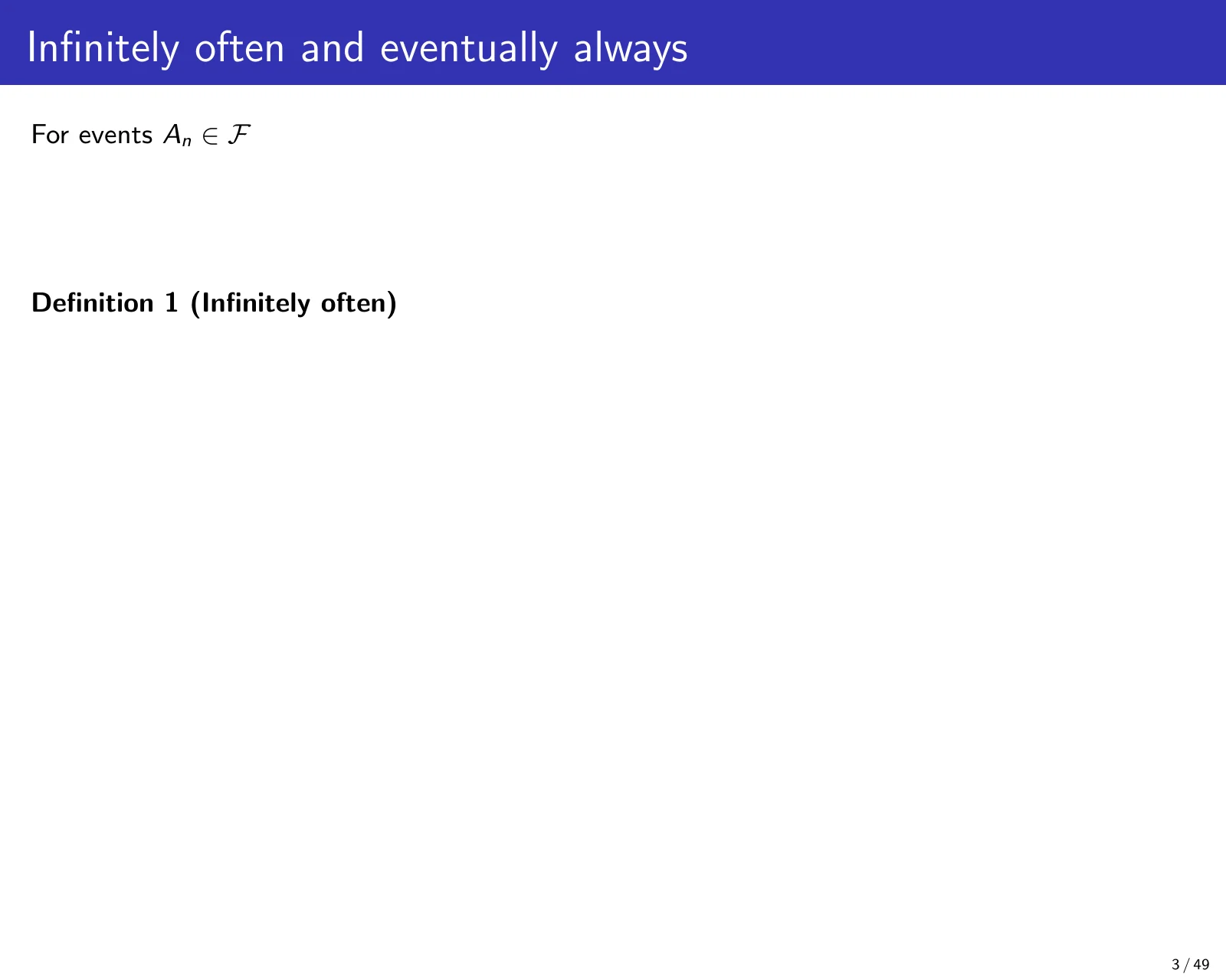 课件第 3 页：Infinitely often and eventually always