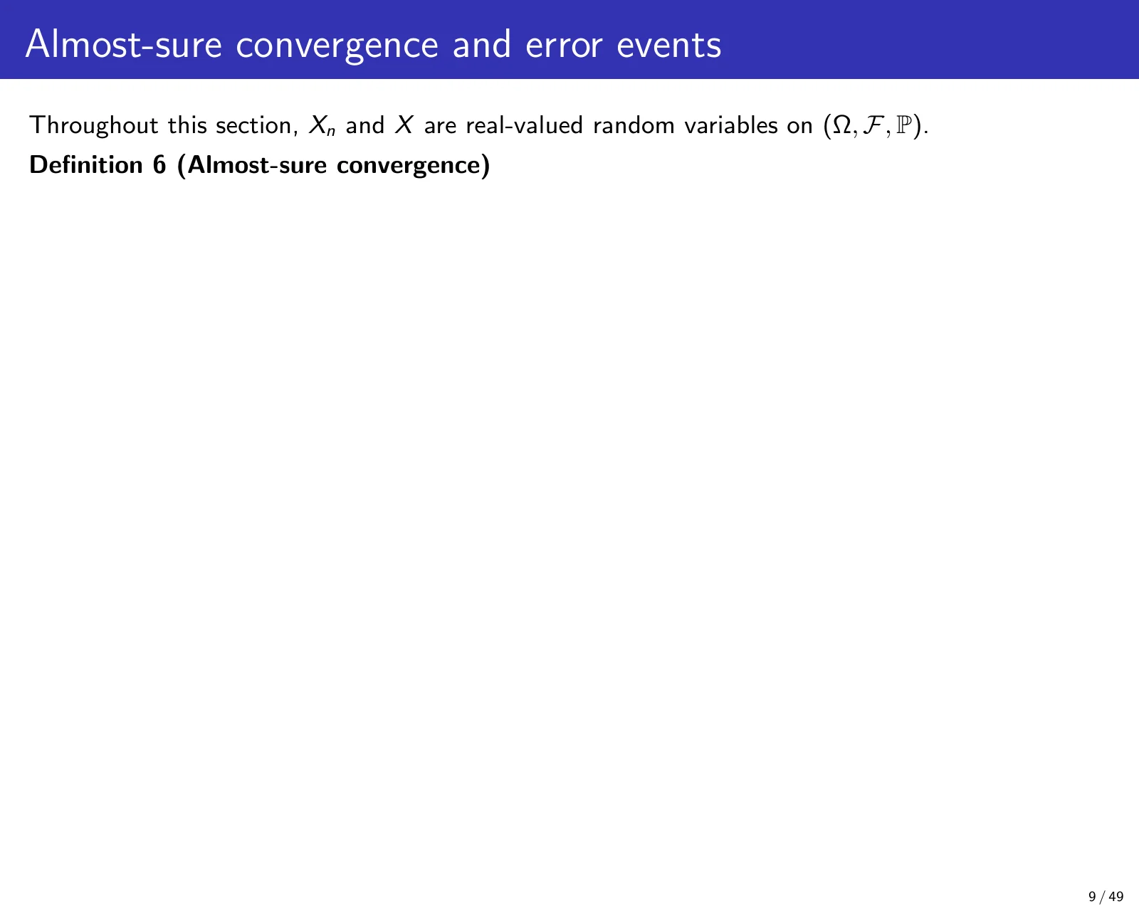 课件第 9 页：Almost-sure convergence and error events